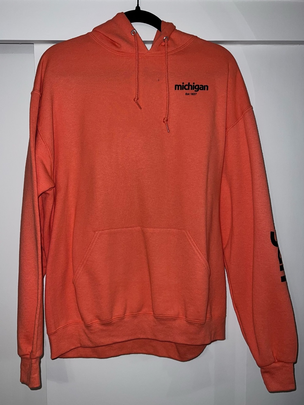 Jerzees Orange Michigan Pullover Hoodie - Men's Drawstring Sweatshirt
